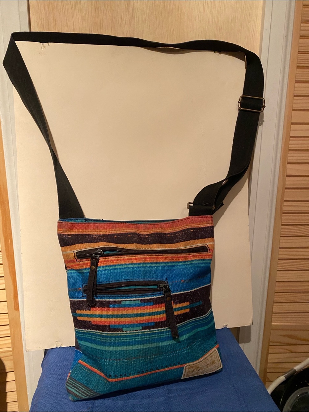 Dakine Teal and Multicolor Striped Crossbody Bag